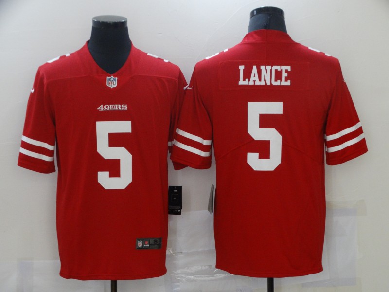 Men San Francisco 49ers #5 Lance Red Nike Vapor Untouchable Limited 2021 NFL Jersey
